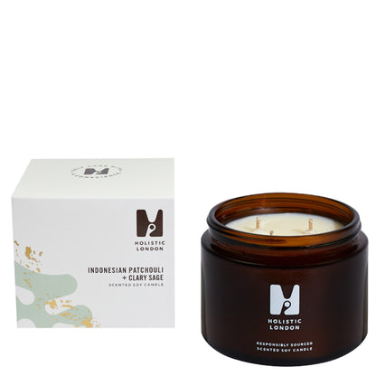 Indonesian Patchouli And Clary Sage 3-Wick Candle