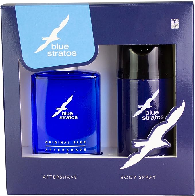 Blue Stratos 100ml Aftershave +150ml Deodorant Body Spray Gift Pack