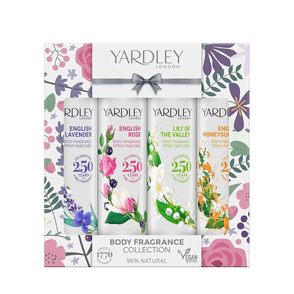 Yardley Traditional 75ml Body Spray Lavender/Rose/Lily/Honeysuckle Set